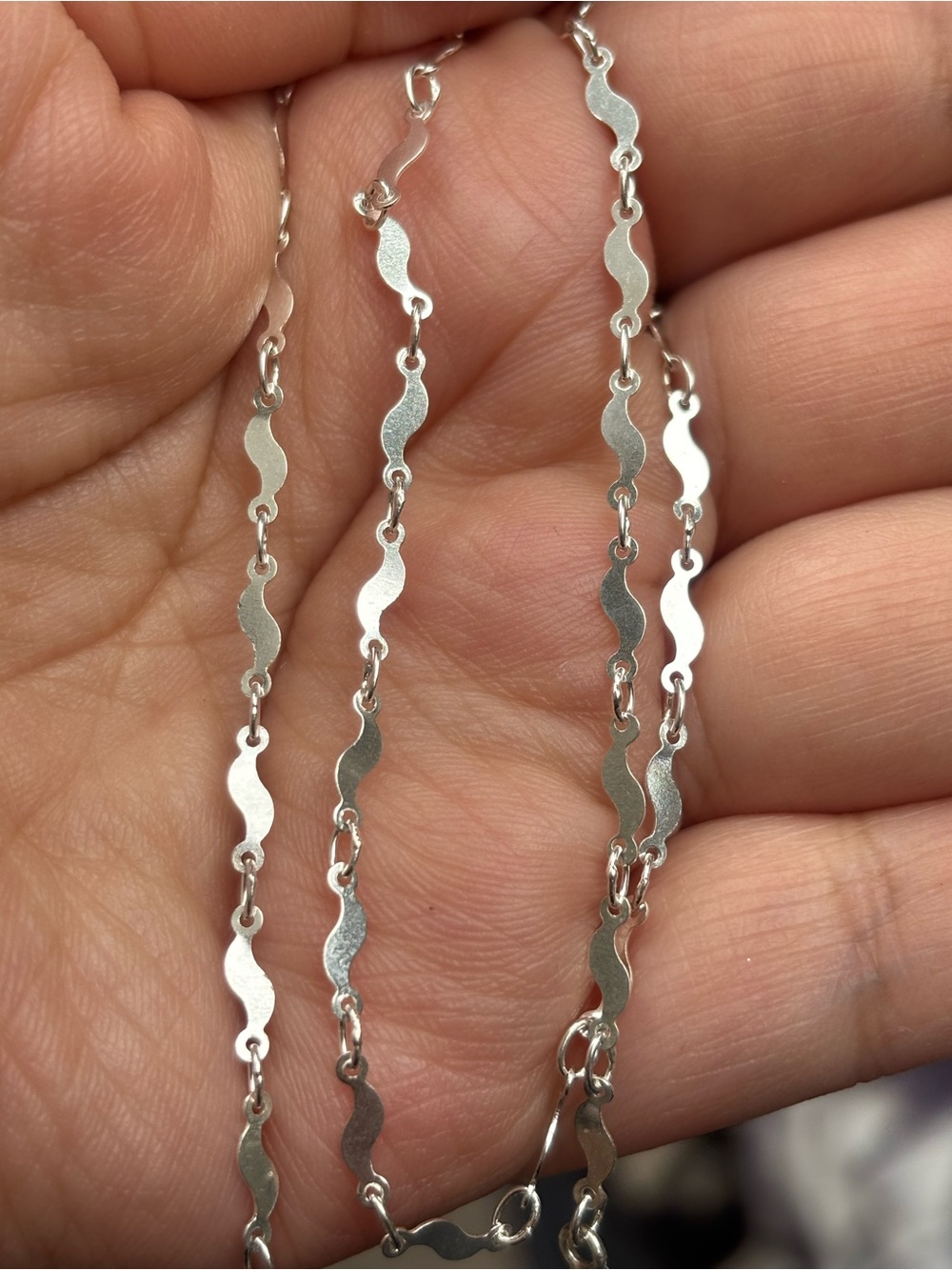 Vintage 925 Sterling Silver Wavy Link Necklace 18” Delicate S Link Woman’s